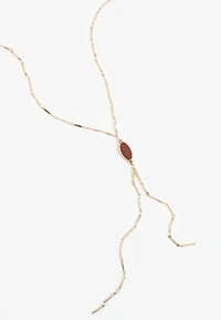 Faux Rust Oval Stone Pendant Y Necklace