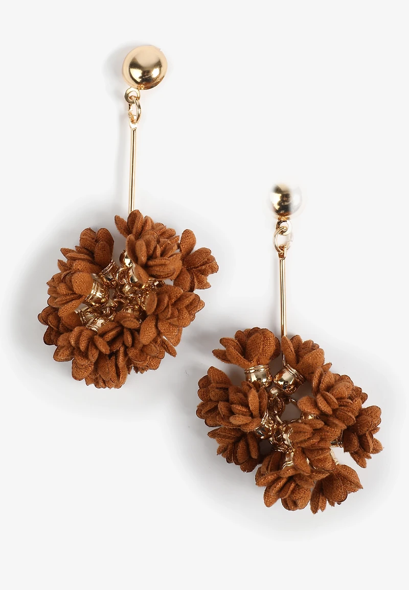 Butterscotch Floral Petal Cluster Drop Earrings