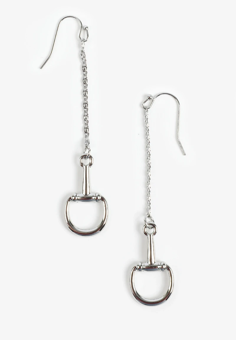 Silver Stirrup Drop Earrings