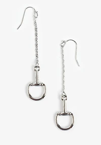 Silver Stirrup Drop Earrings