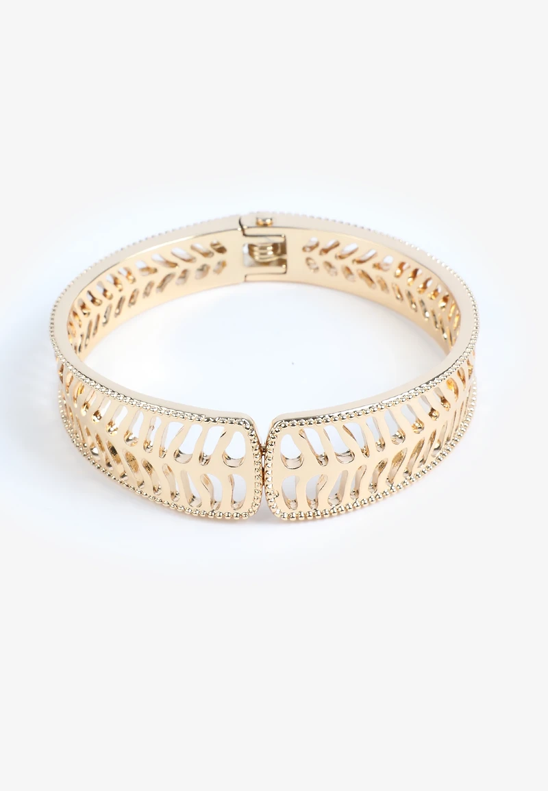 Gold Leaf Cut Bangle Bracelet