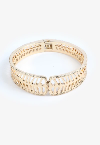 Gold Leaf Cut Bangle Bracelet