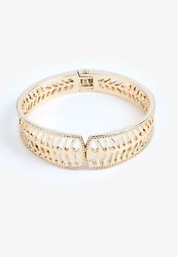 Gold Leaf Cut Bangle Bracelet