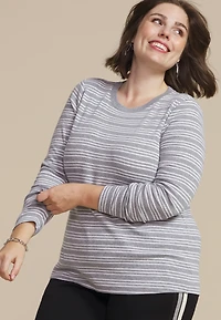 Plus 24/7 Striped Ada Ribbed Long Sleeve Tee