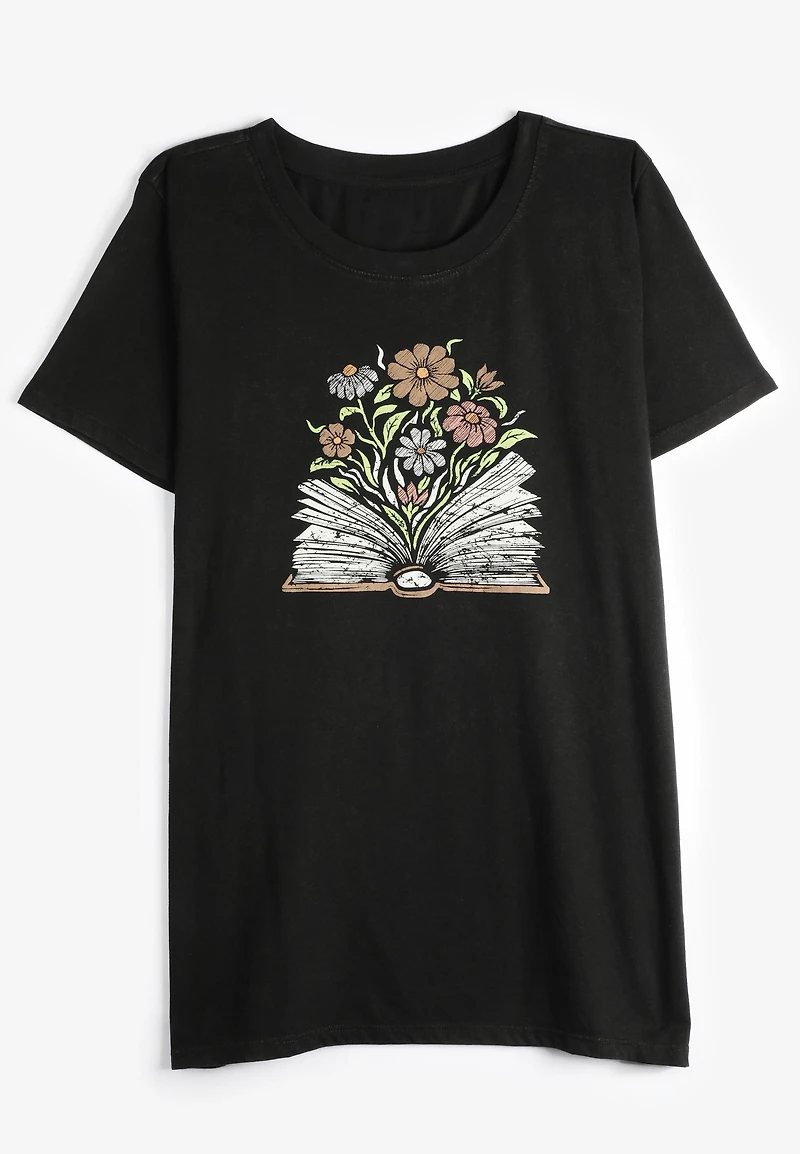 Floral Book Classic Fit Graphic Tee