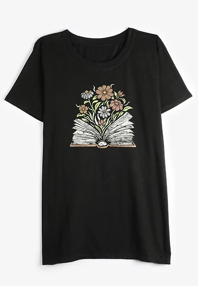 Floral Book Classic Fit Graphic Tee