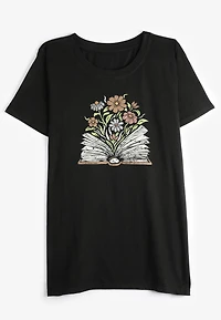 Floral Book Classic Fit Graphic Tee