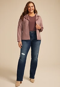 Plus Mauve Faux Suede Moto Jacket