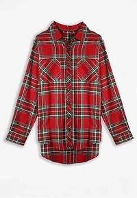 Plus Plaid Boyfriend Tunic Button Down Shirt