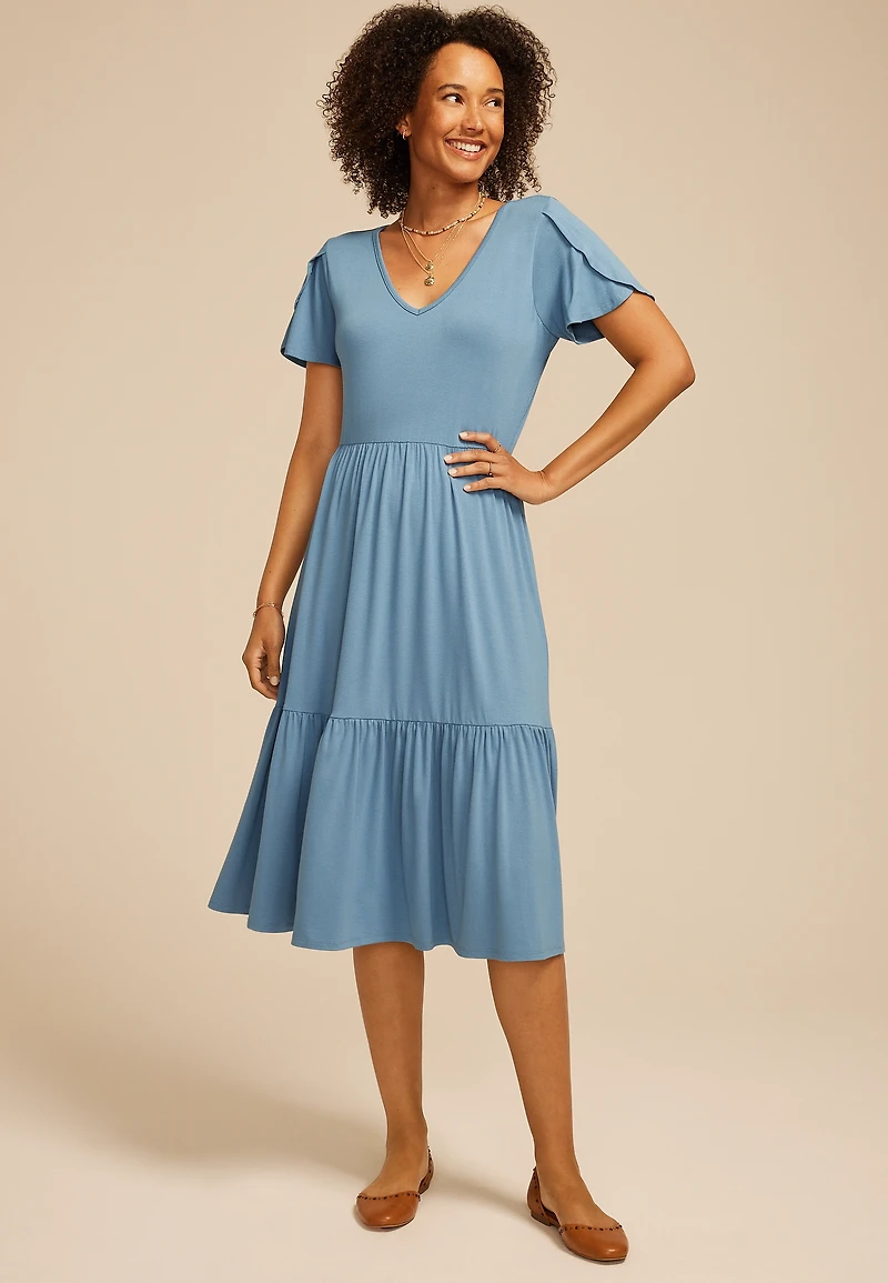 24/7 Tulip Sleeve Midi Dress