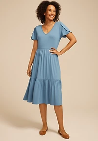 24/7 Tulip Sleeve Midi Dress