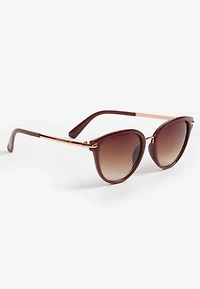 Burgundy Round Sunglasses