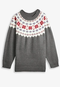 Plus Gray Fair Isle Crew Neck Sweater