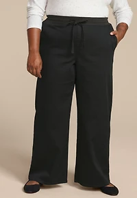 Plus High Rise Pull On Wide Leg Pant