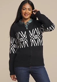 Geo Fair Isle Button Front Cardigan