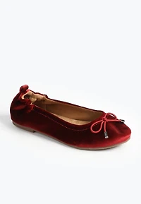 SuperCush Gwen Velvet Bow Scrunch Back Ballet Flat