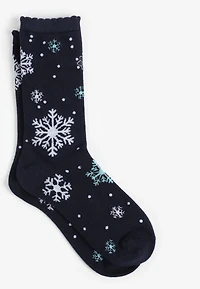 Festive Metallic Snowflake Crew Socks