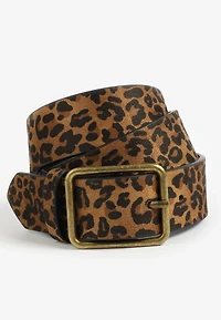 Plus Size Leopard Square Buckle Belt