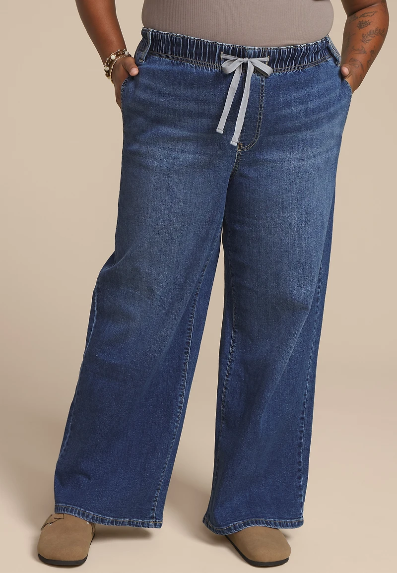Plus m jeans by maurices™ Dark Soft High Rise Pull On Wide Leg Jean