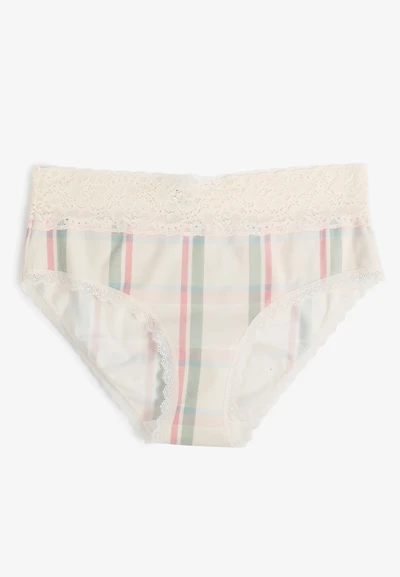 Simply Comfy Cotton Mauve Plaid Hipster Panty