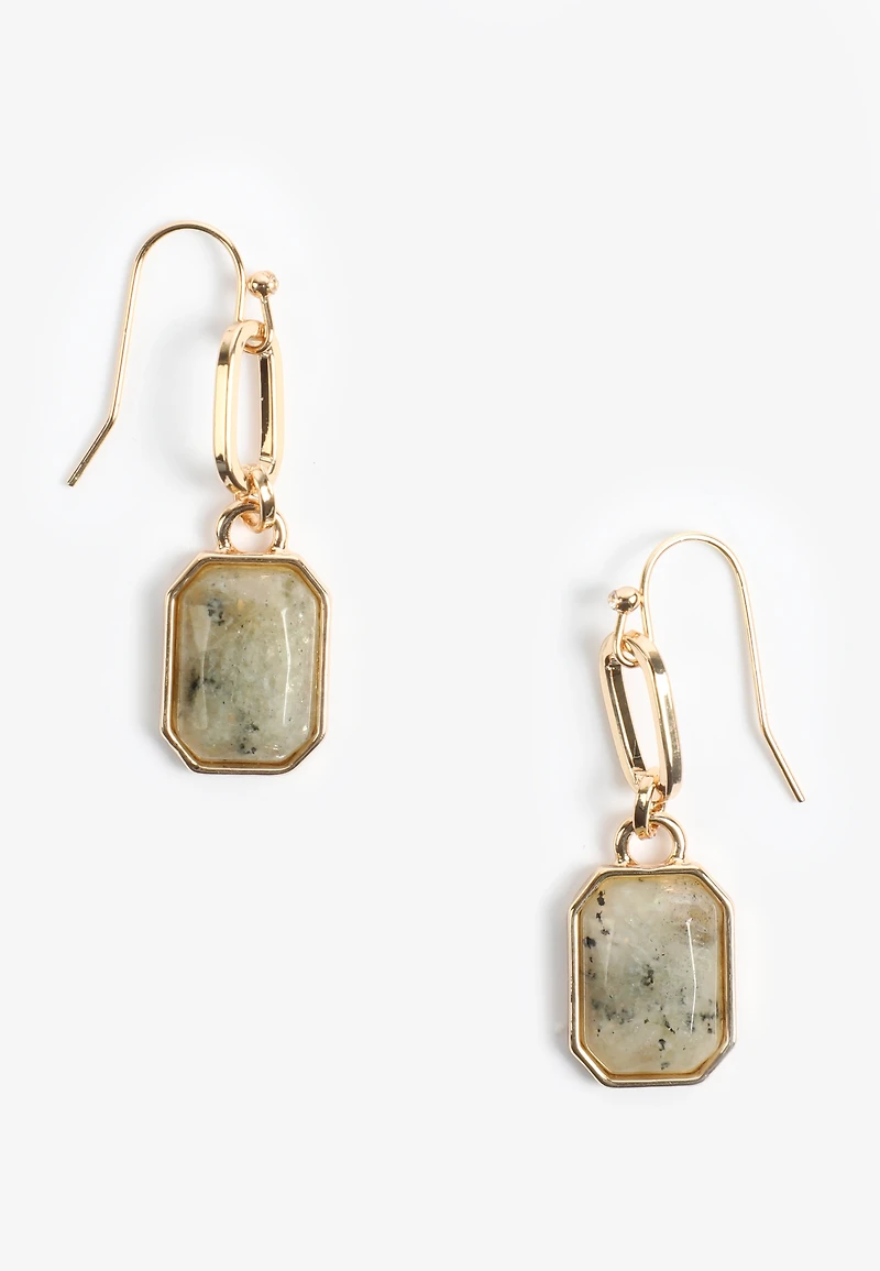 Genuine Stone Link Drop Earrings