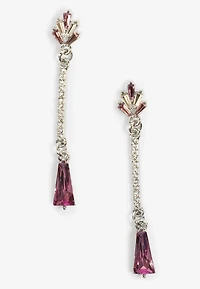 Mauve Glass Gemstones Drop Earrings