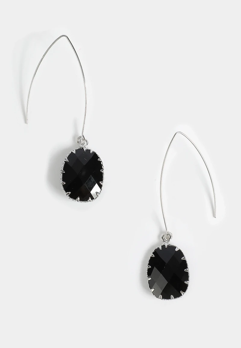 Faux Onyx Stone Drop Earrings