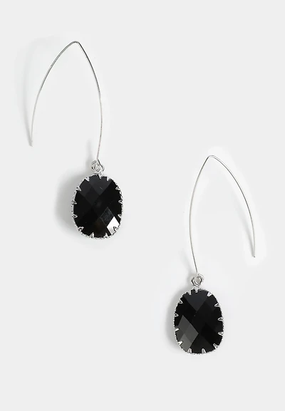Faux Onyx Stone Drop Earrings
