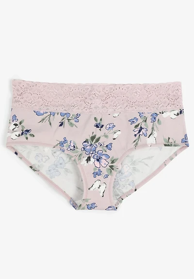 Simply Comfy Cotton Watercolor Floral Boybrief Panty