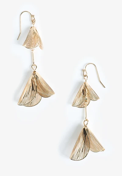 Gold Dimensional Petal Drop Earrings
