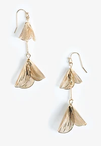 Gold Dimensional Petal Drop Earrings