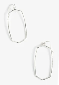 Silver Elongated Hexagon Drop Earrings