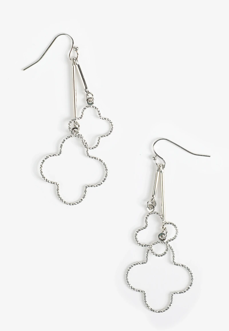 Silver Clover Drop Earrings