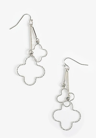 Silver Clover Drop Earrings