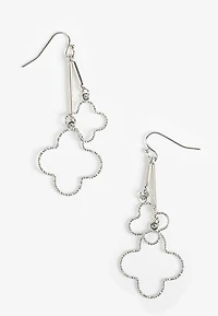 Silver Clover Drop Earrings
