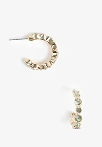 Faux Peridot Stone Hoop Earrings