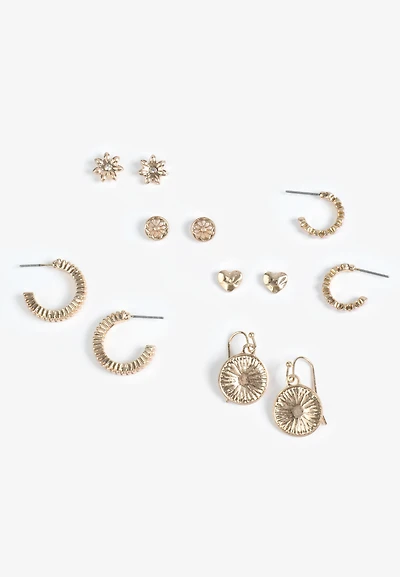 6 Pack Gold Earring Set