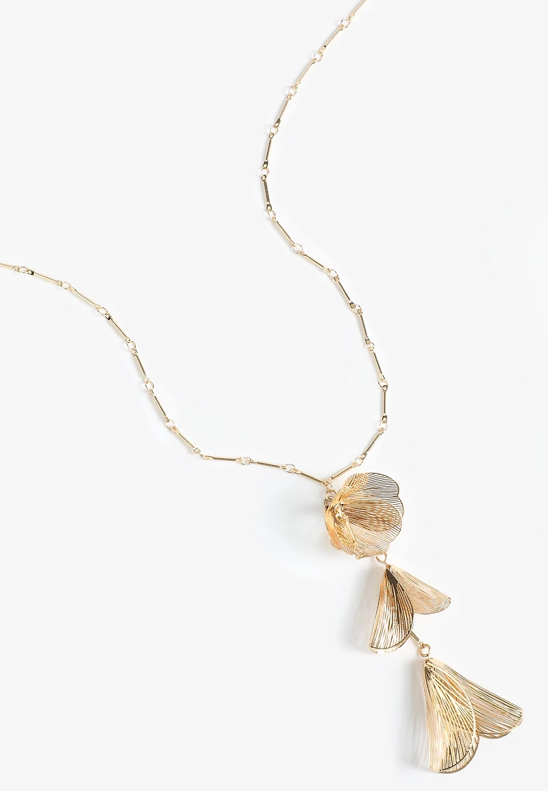 Gold Dimensional Petal Necklace