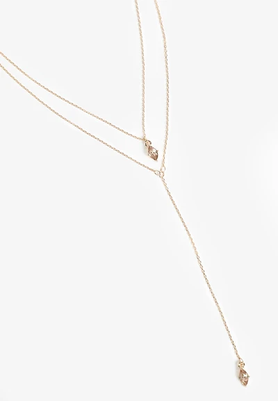 Light Brown Gemstone Pendant Layered Necklace 