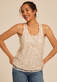 Studio Y Sequin Racerback Tank Top