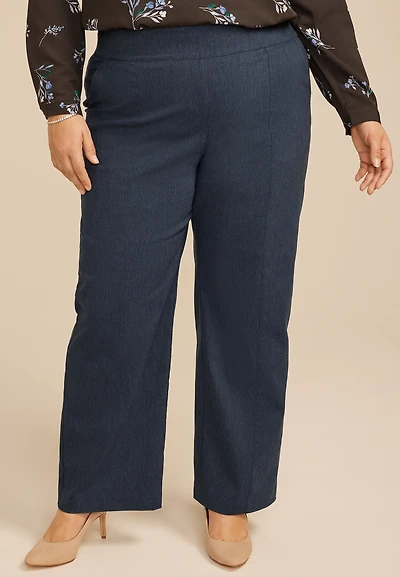 Plus Denim Bengaline Wide Leg Pant