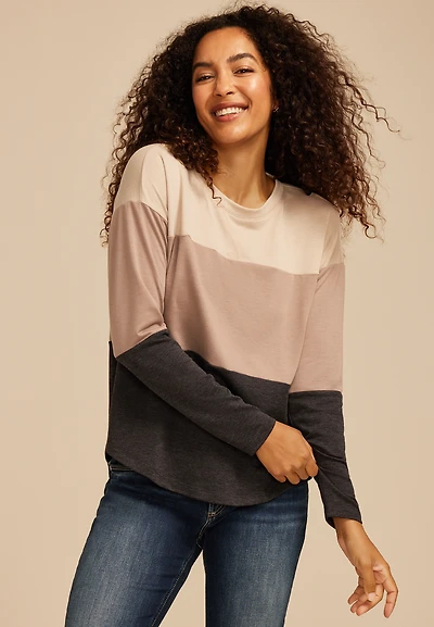 24/7 Clara Colorblock Long Sleeve Tee