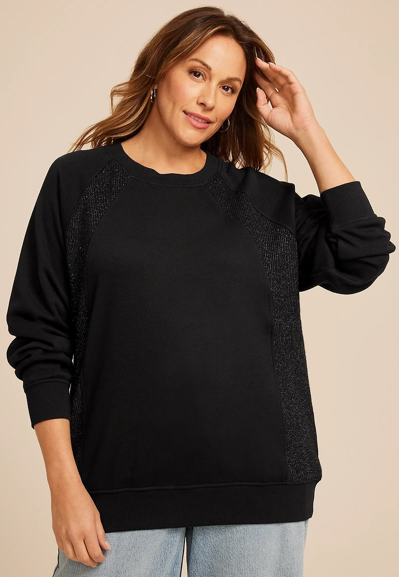 Plus Studio Y Black Shimmer Tunic Sweatshirt