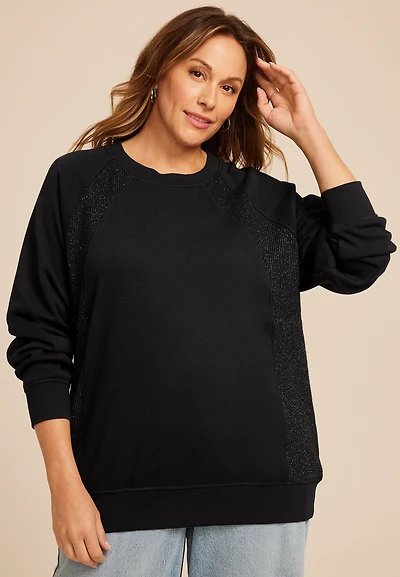Plus Studio Y Black Shimmer Tunic Sweatshirt