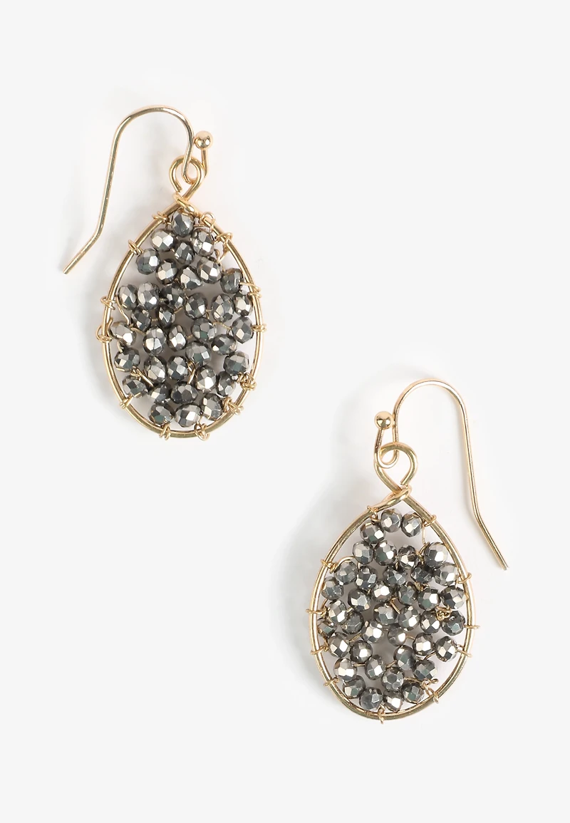 Clustered Bead Teardrop Earrings