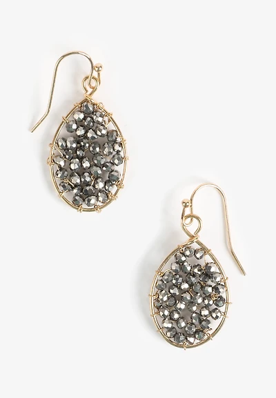 Clustered Bead Teardrop Earrings