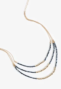 Gold and Metallic Beaded Layered Necklace