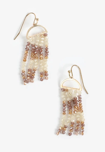 Neutral Beaded Fringe Earrings