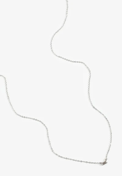Silver Dainty Rectangle Pendant Necklace