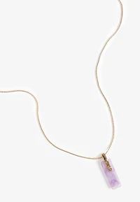 Rectangular Purple Stone Pendant Necklace 